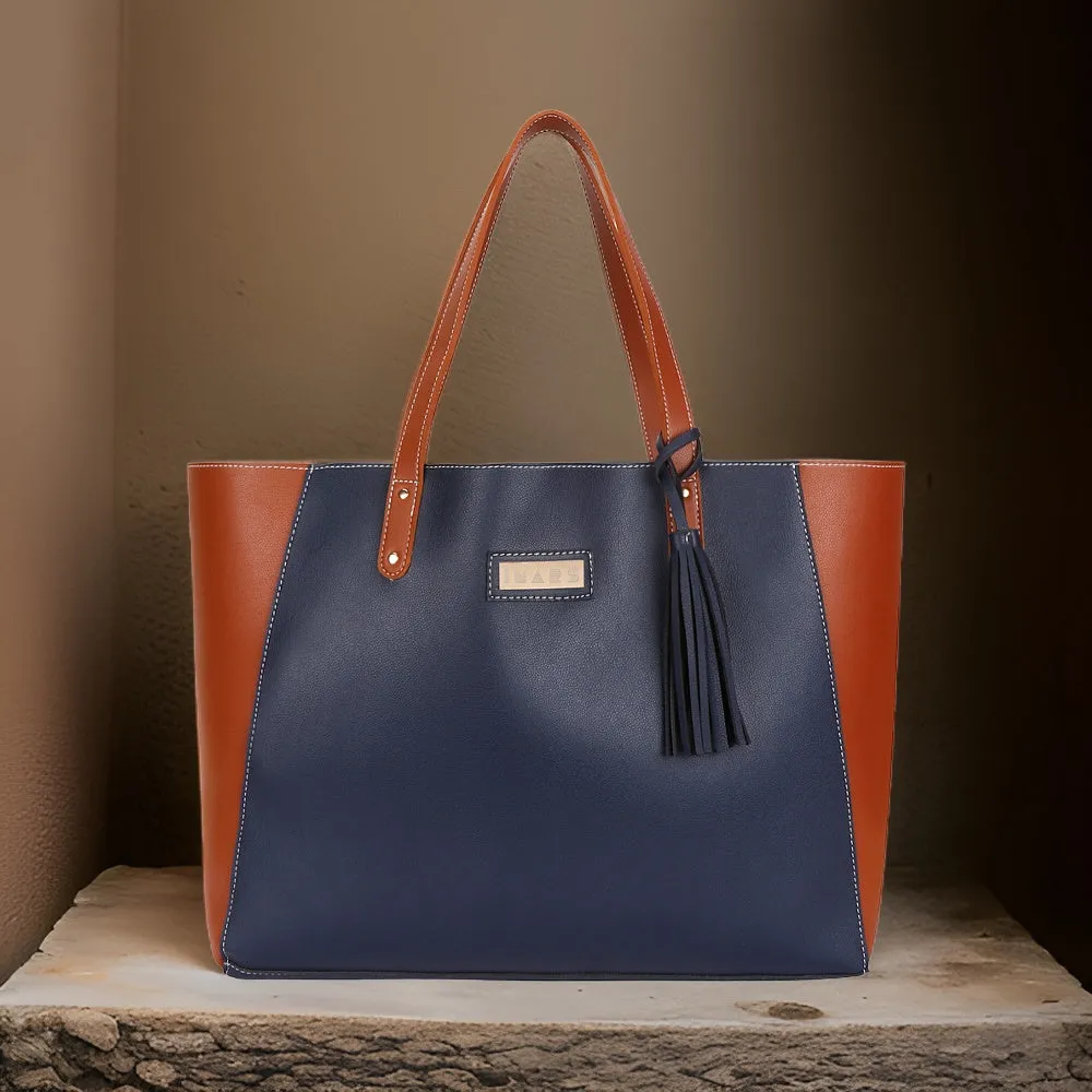 Elegant Blue Tan Handbag Perfect For Women & Girls