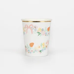 Elegant Flowers Party Paper Cups, 9 Oz, 8 Count