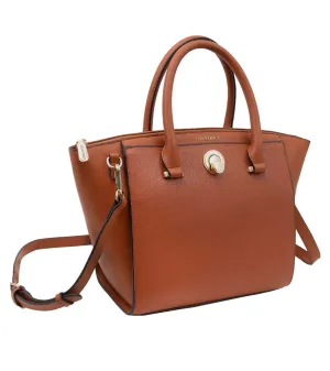 Ellen Tracy Double Handle Satchel with Front Turn Lock Closure