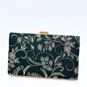 EMARUS Velvet Embroidery Clutch