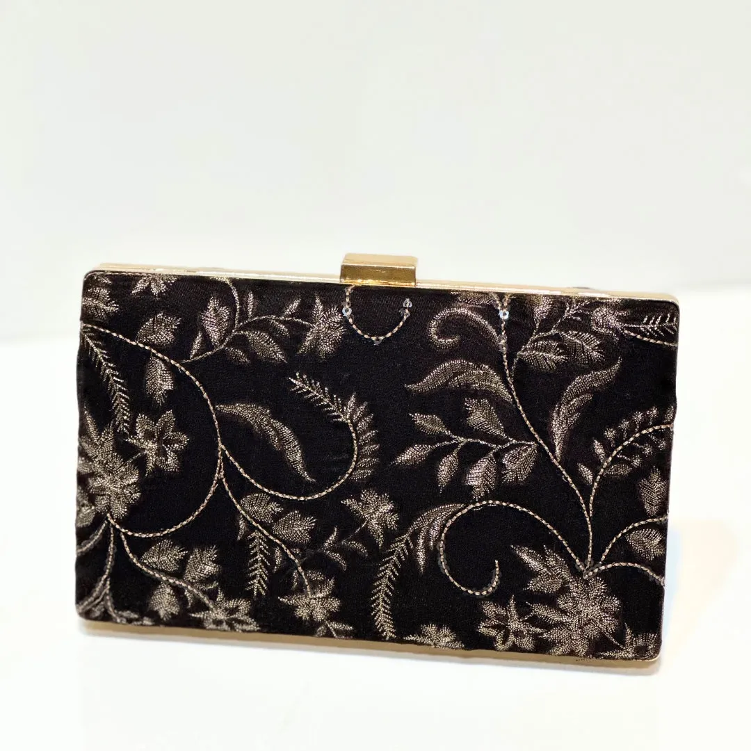 EMARUS Velvet Embroidery Clutch