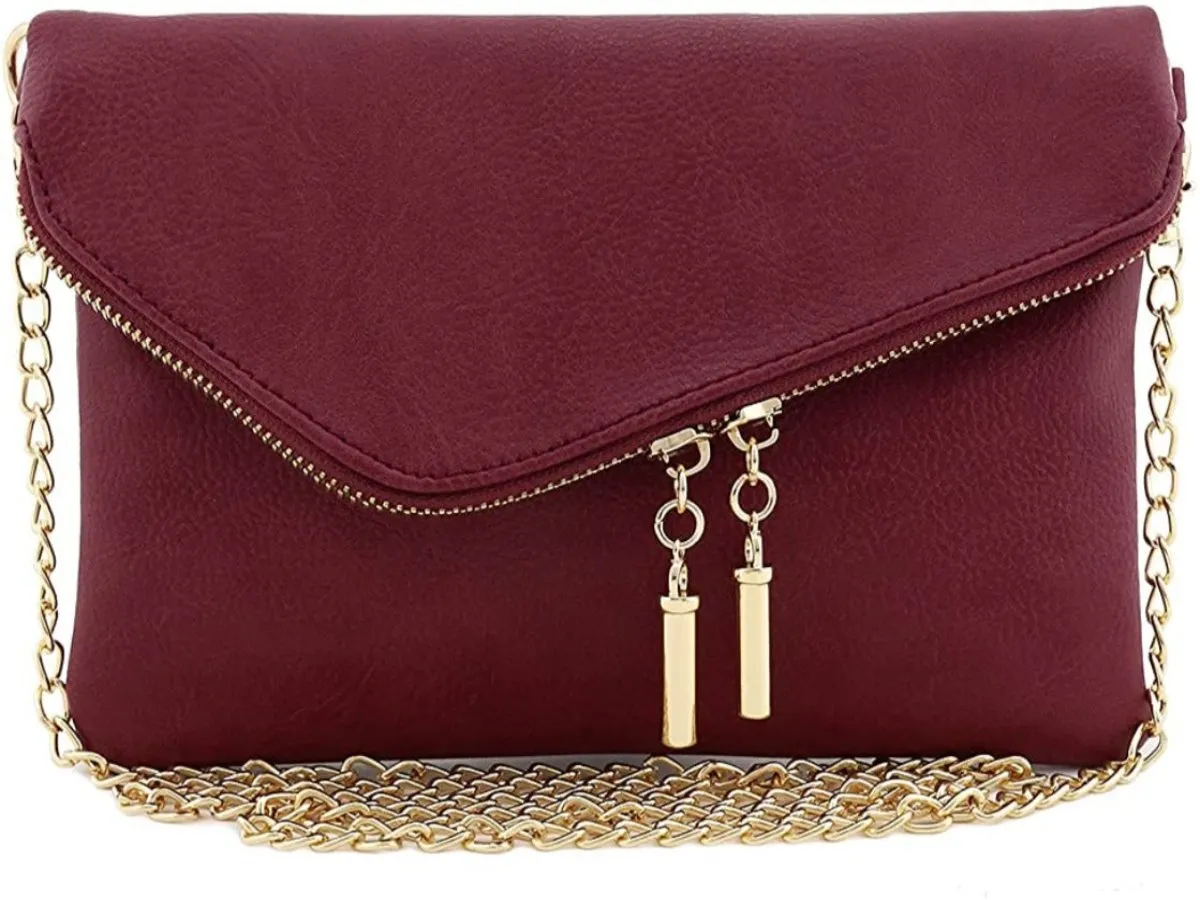 Envelope Wristlet Clutch Chain Strap Crossbody Bag