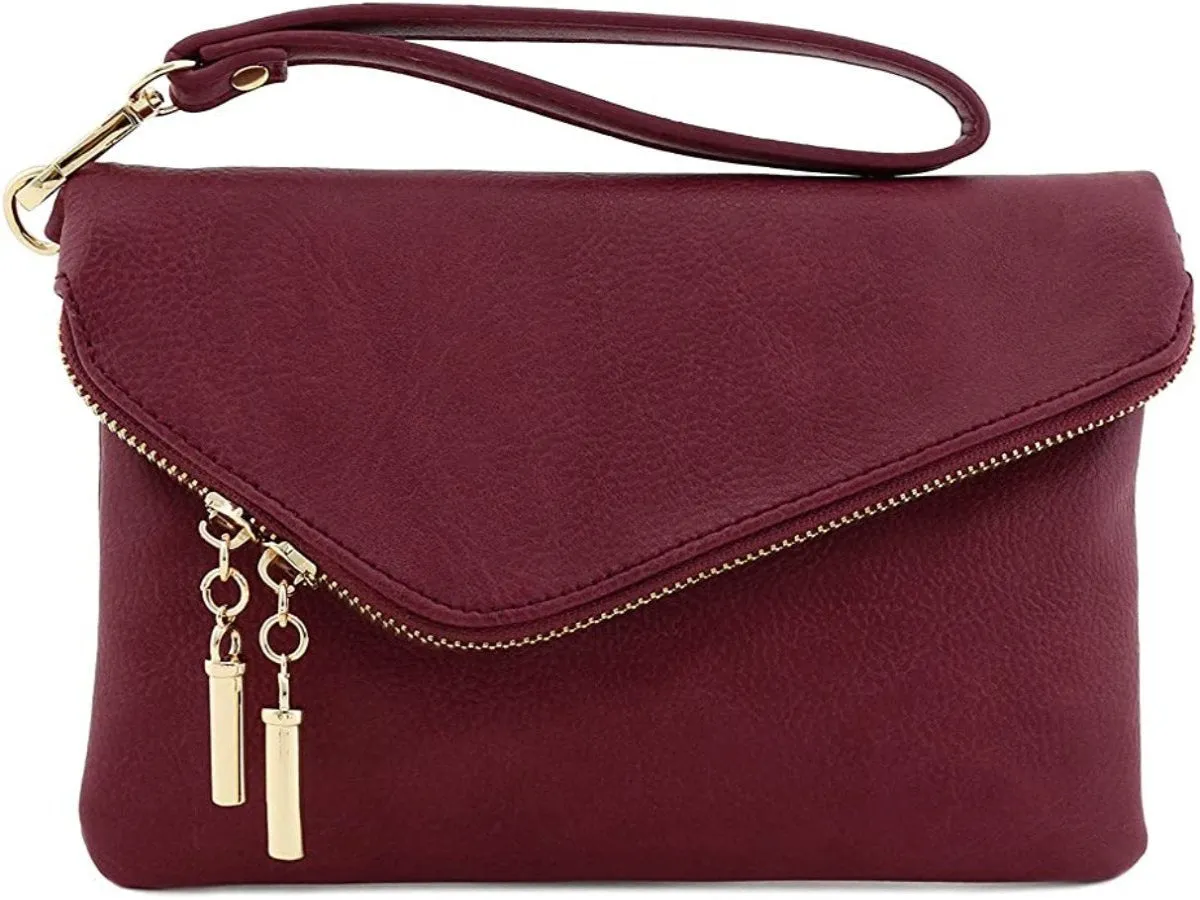 Envelope Wristlet Clutch Chain Strap Crossbody Bag