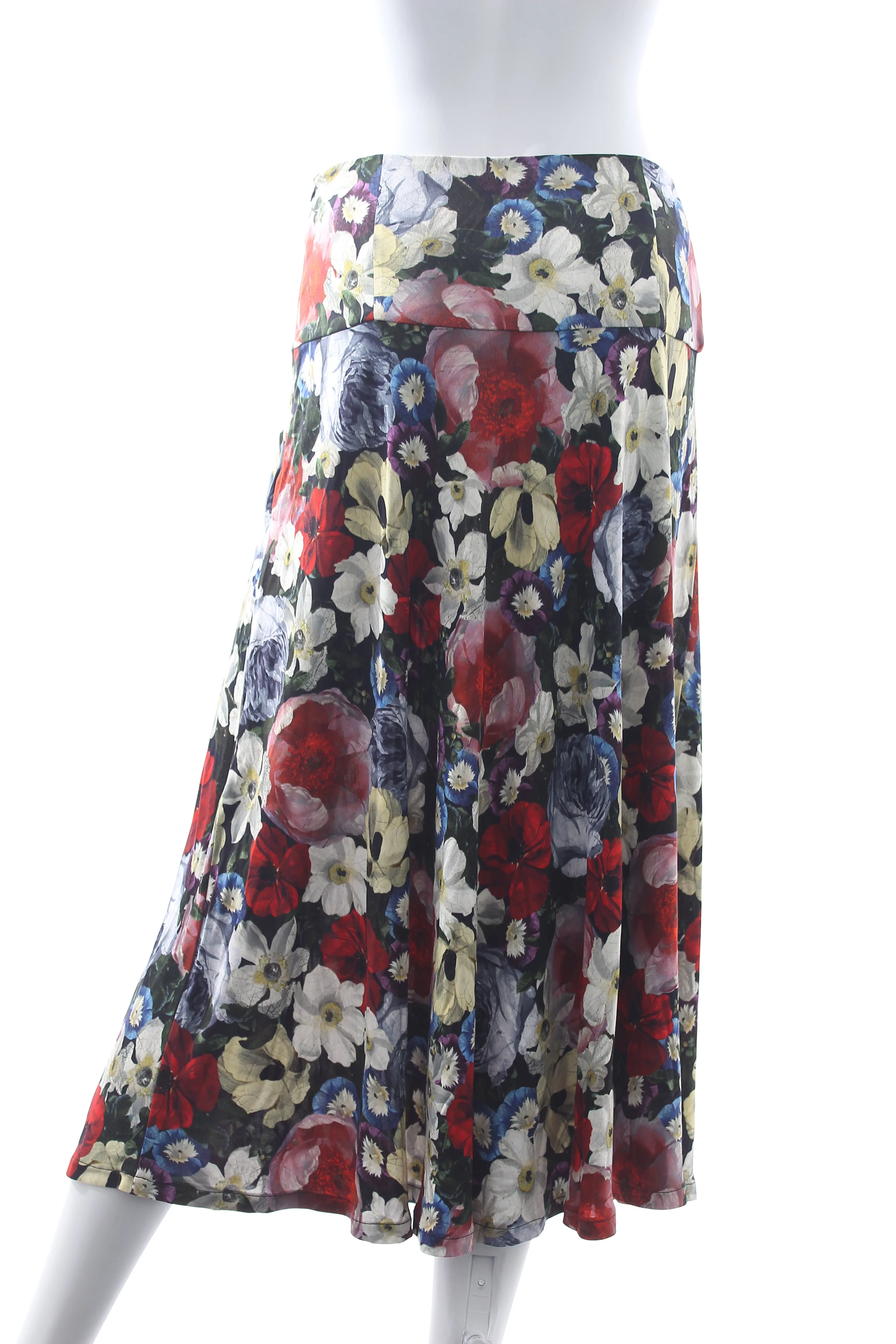 Erdem 'Elvin' Floral Printed Satin-Jersey Skirt