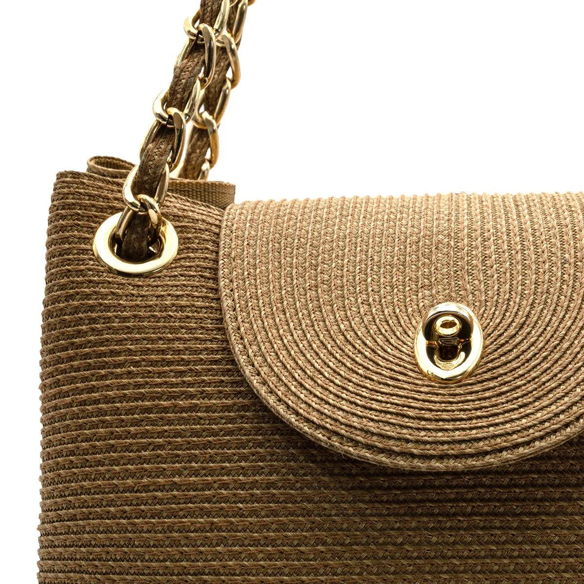 Eric Javits Chain Shoulder Bags Straw Brown Colour For Women