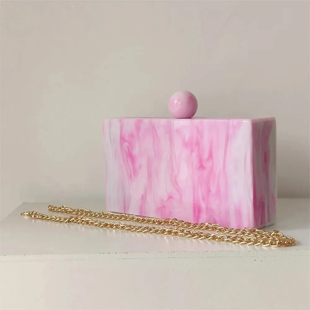 Etain Pastel Marble Acrylic Box Clutches