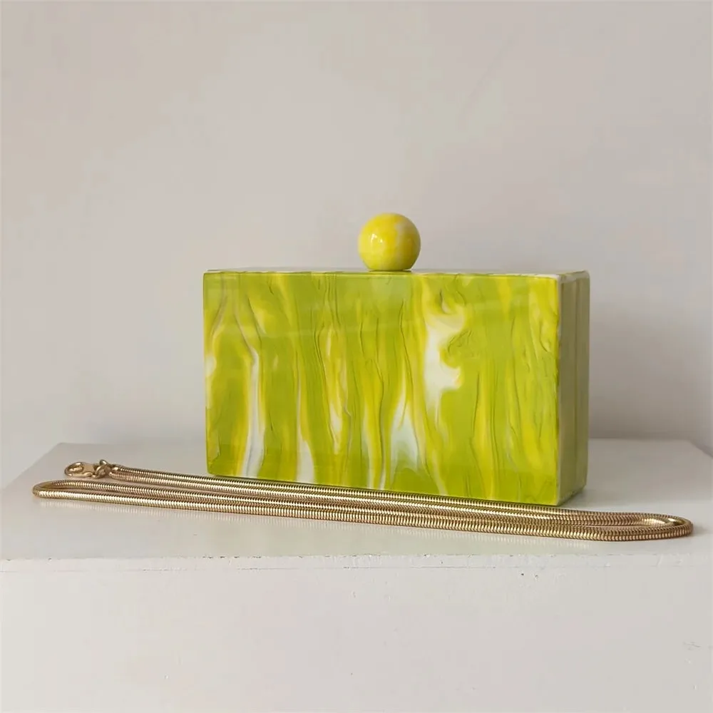 Etain Pastel Marble Acrylic Box Clutches