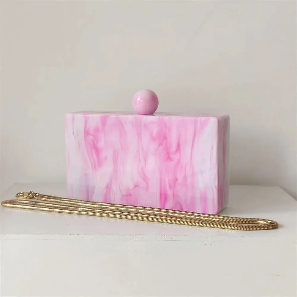 Etain Pastel Marble Acrylic Box Clutches