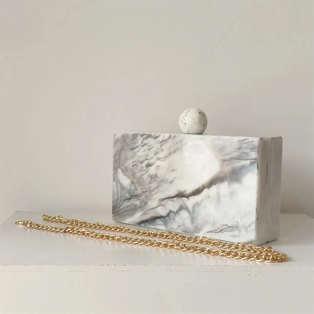 Etain Pastel Marble Acrylic Box Clutches