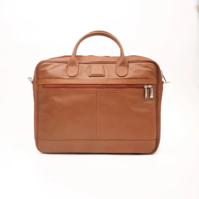 Executive Tan Leather Laptop Bag