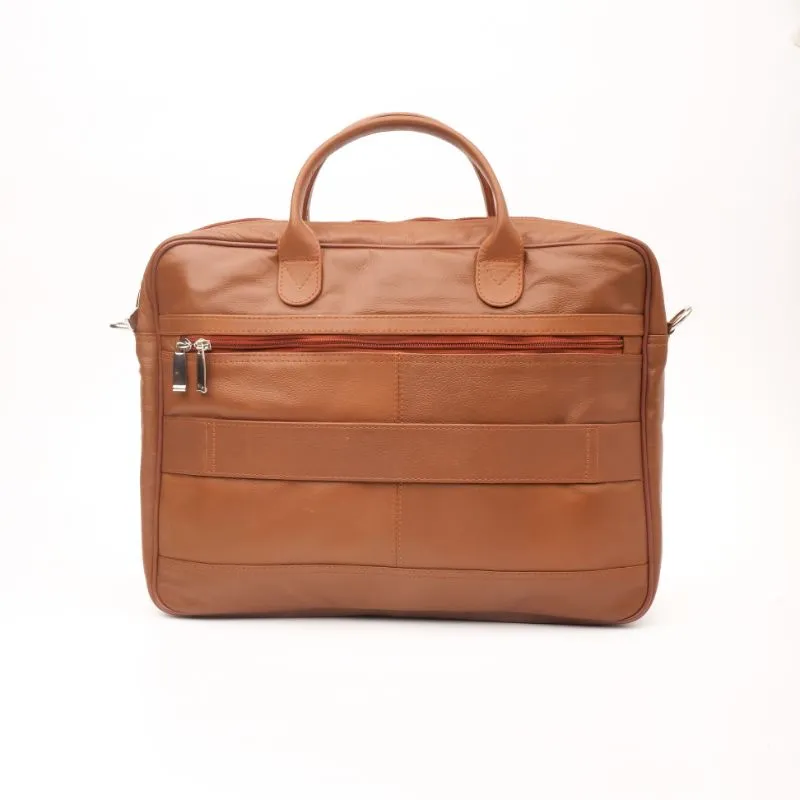 Executive Tan Leather Laptop Bag