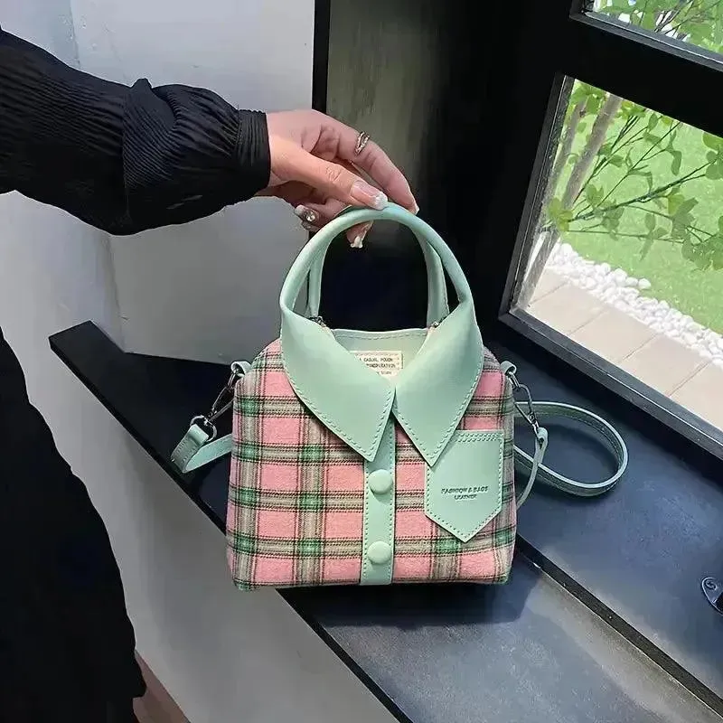 Fashionable Plaid Shirt Design Handbags