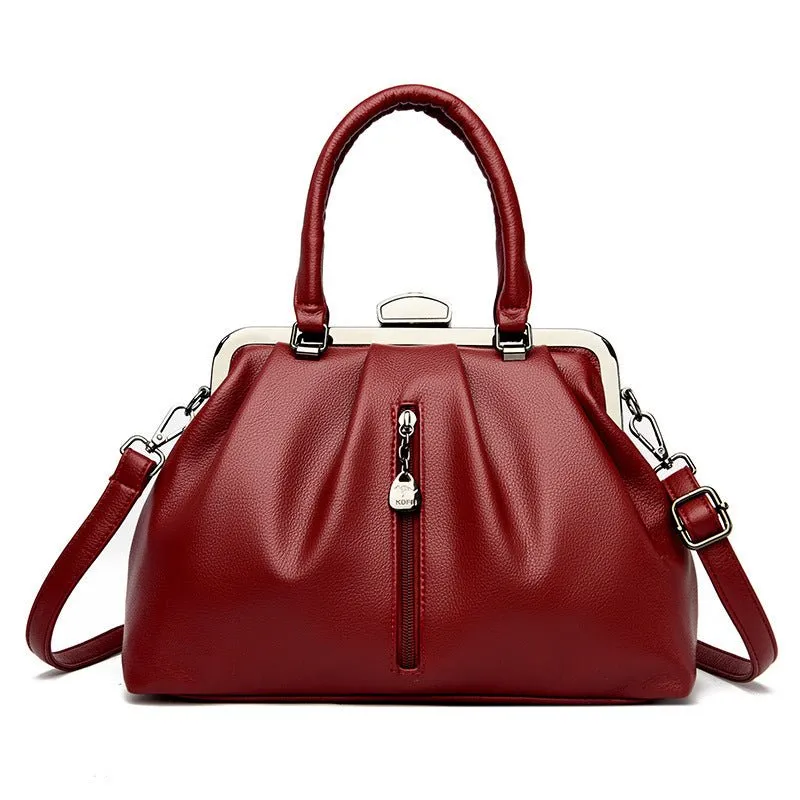 Fashionable PU Leather Handbag With Unique Zipper Pocket Design