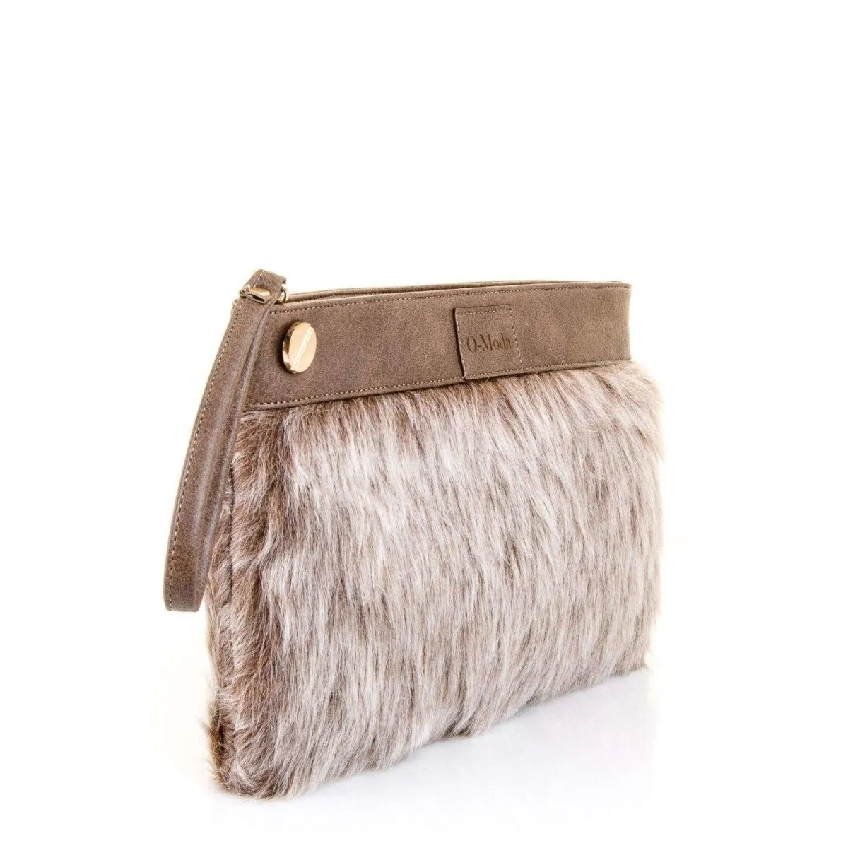 Faux Leather & Fur Evening Clutch Bag