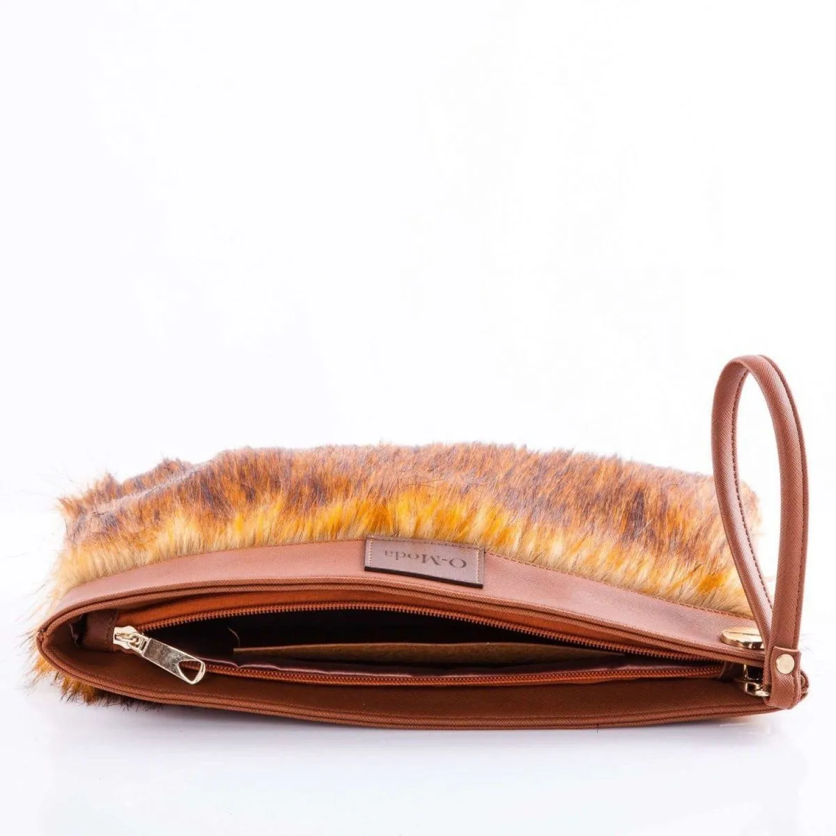 Faux Leather & Fur Evening Clutch Bag