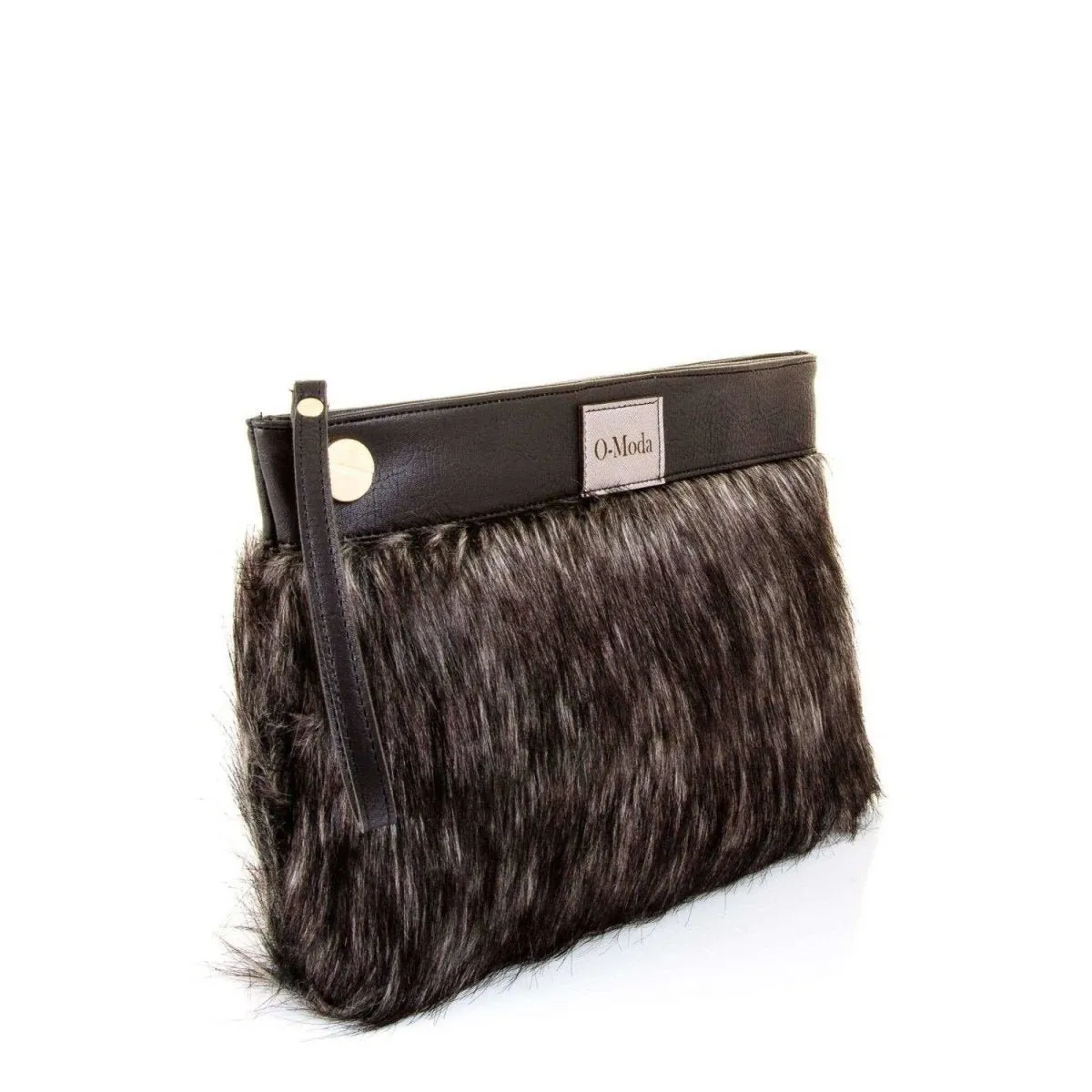 Faux Leather & Fur Evening Clutch Bag