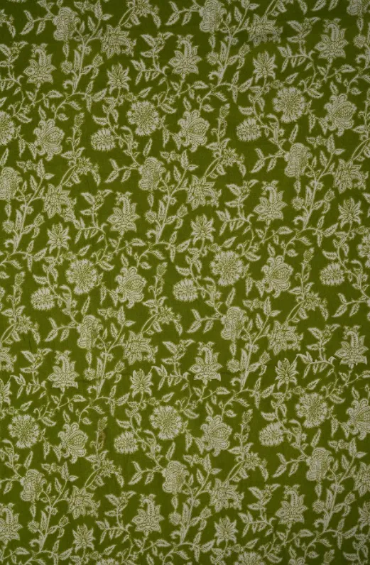 Floral Green Pure Cotton Print Fabric