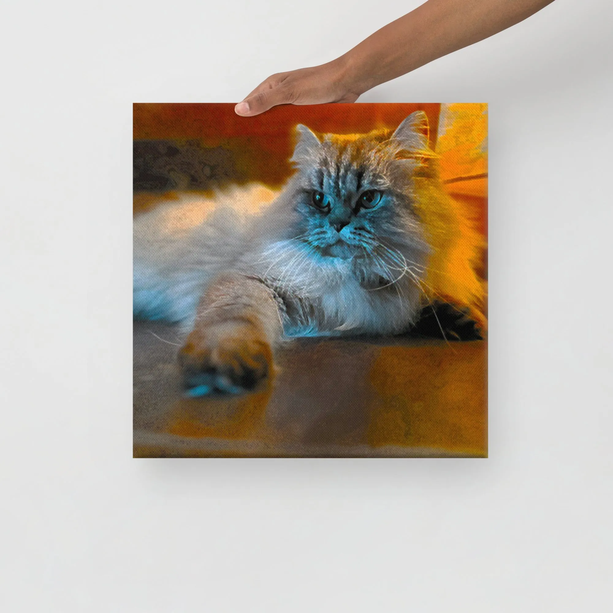 Fluffy Cat Photographic Ready-to-Hang Premium Wrapped Wood Frame Art - Designed by Michigan Artists