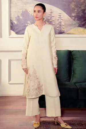 Fozia Khalid - Zarqoon Cotton Net Collection - Saadgi Beige