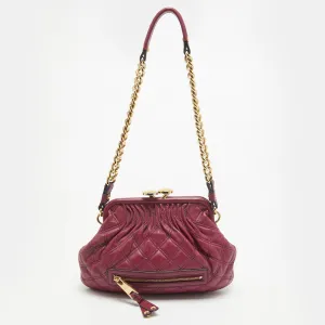 Fuchsia Quilted Leather Little Stam Shoulder Bag