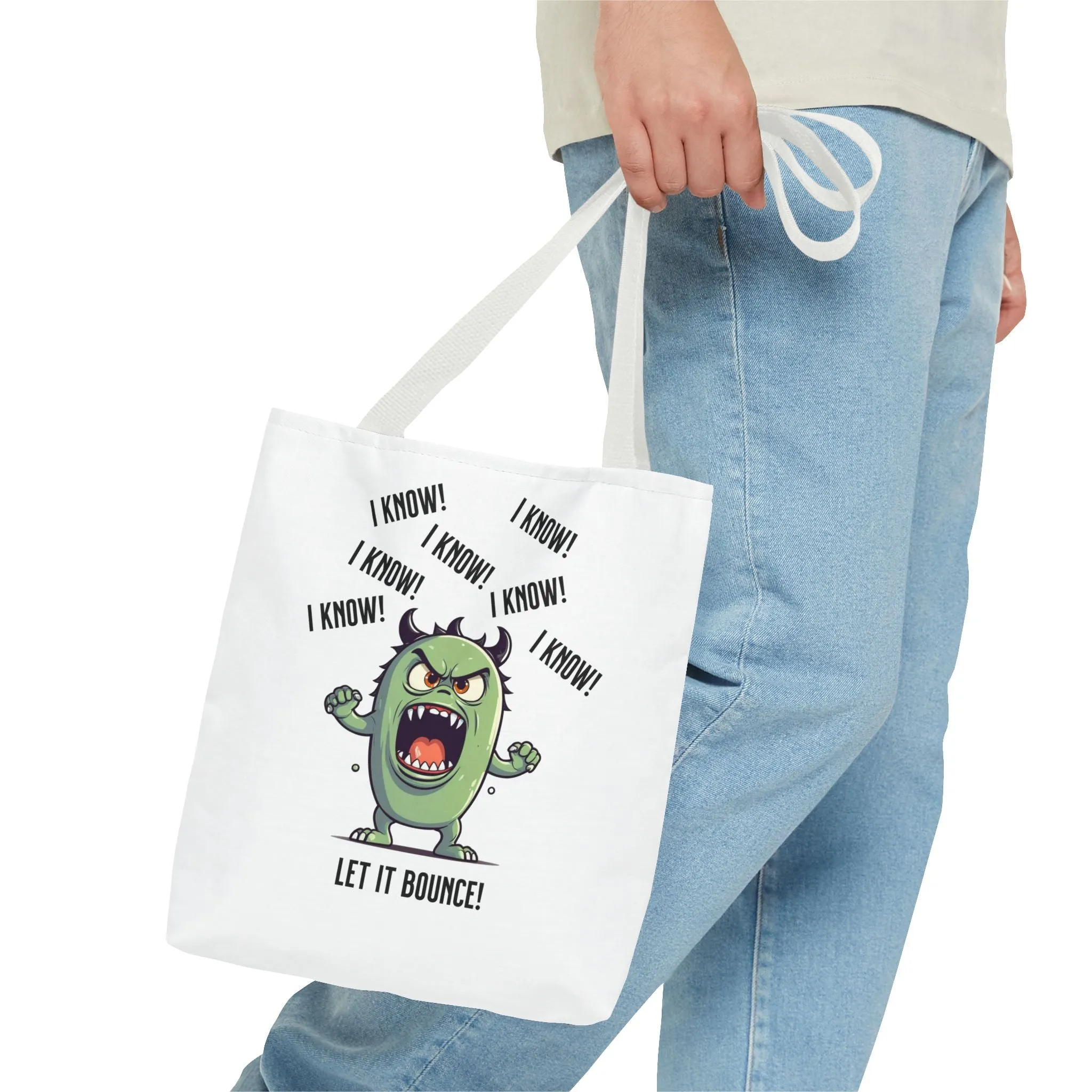 Fun Pickleball Tote Bag – "I Know, I Know, I Know! Let it Bounce!"Tote Bag (AOP)