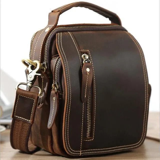 Genuine Leather Messenger Bags Retro Design Crossbody Bag