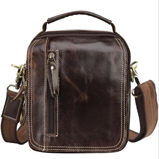 Genuine Leather Messenger Bags Retro Design Crossbody Bag