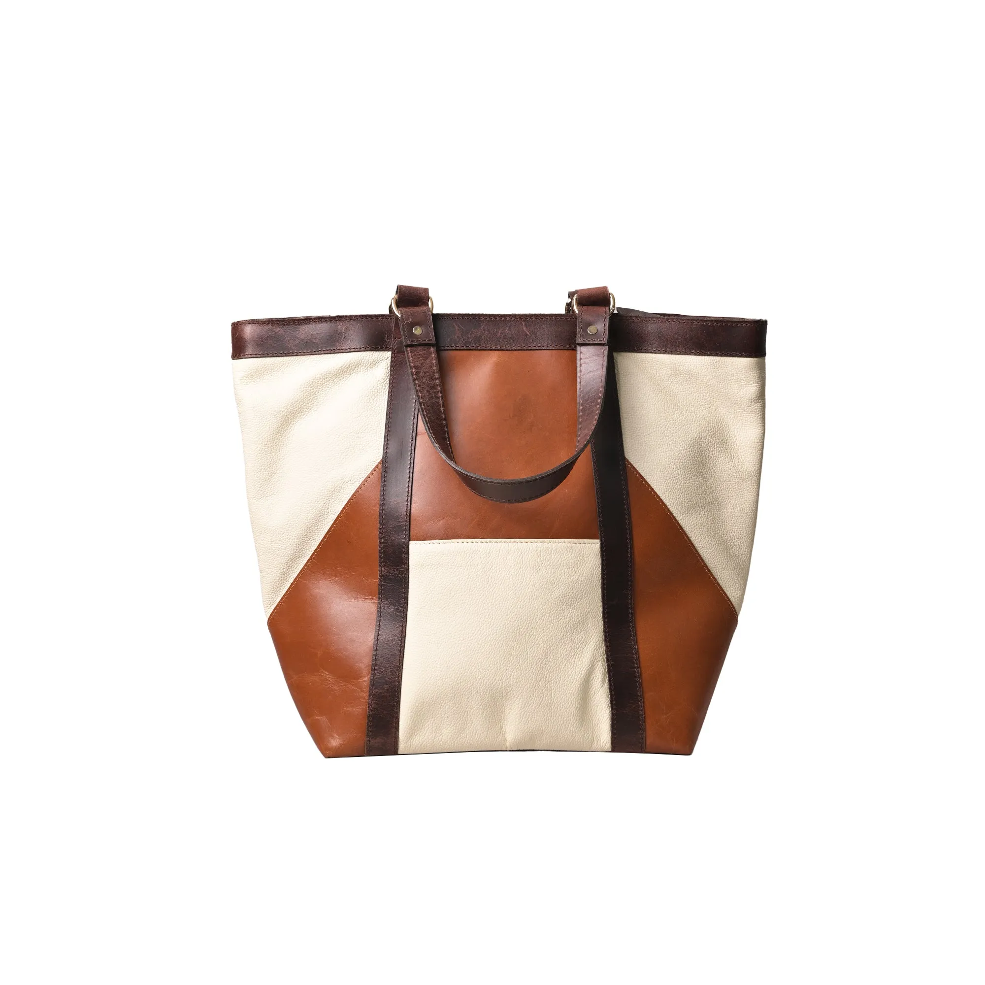 Geometric Design Leather Tote