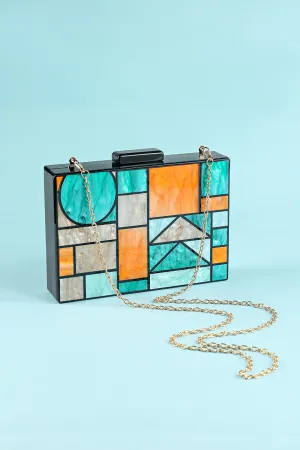 Geometry Patchwork Acrylic Party Handbag