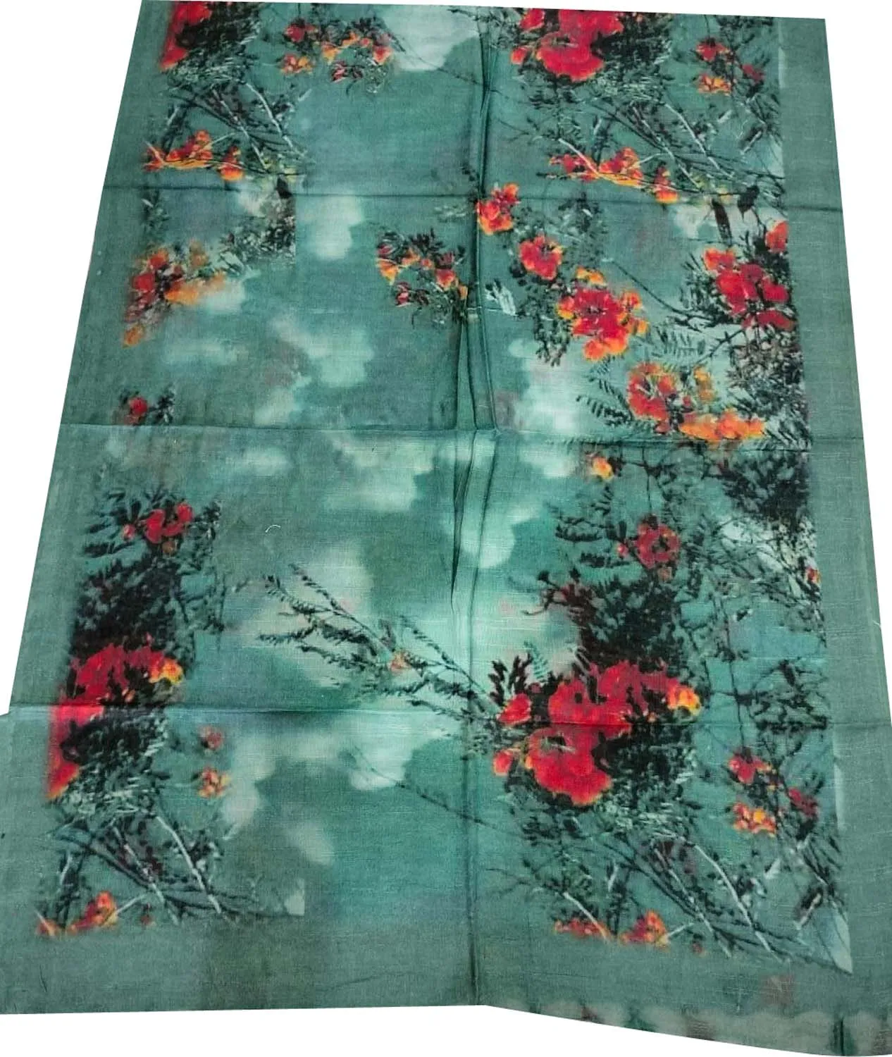 Get the Latest Blue Digital Printed Pure Linen Dupatta Online - Shop Now!