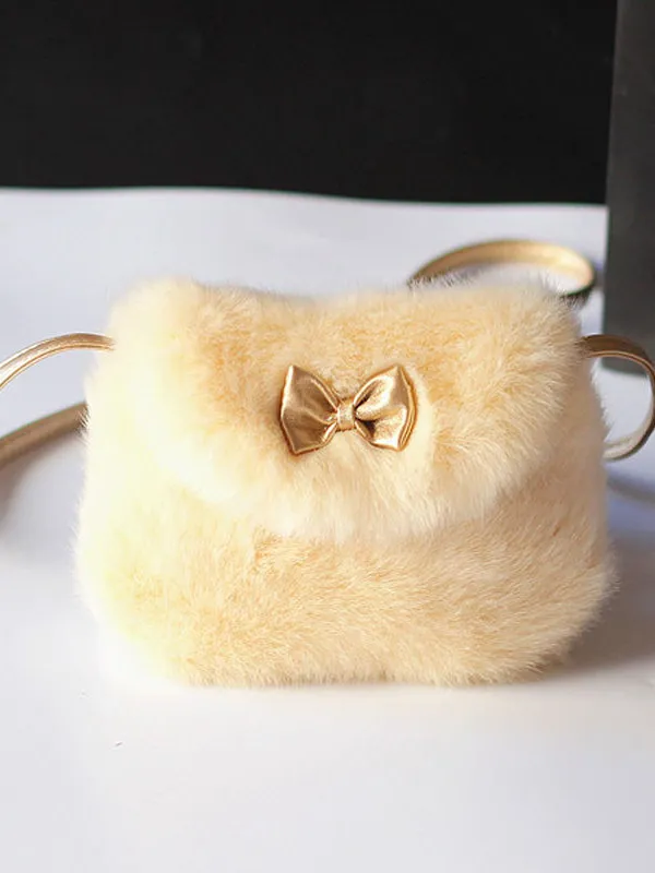 Girls Faux Fur Bow Crossbody Handbag