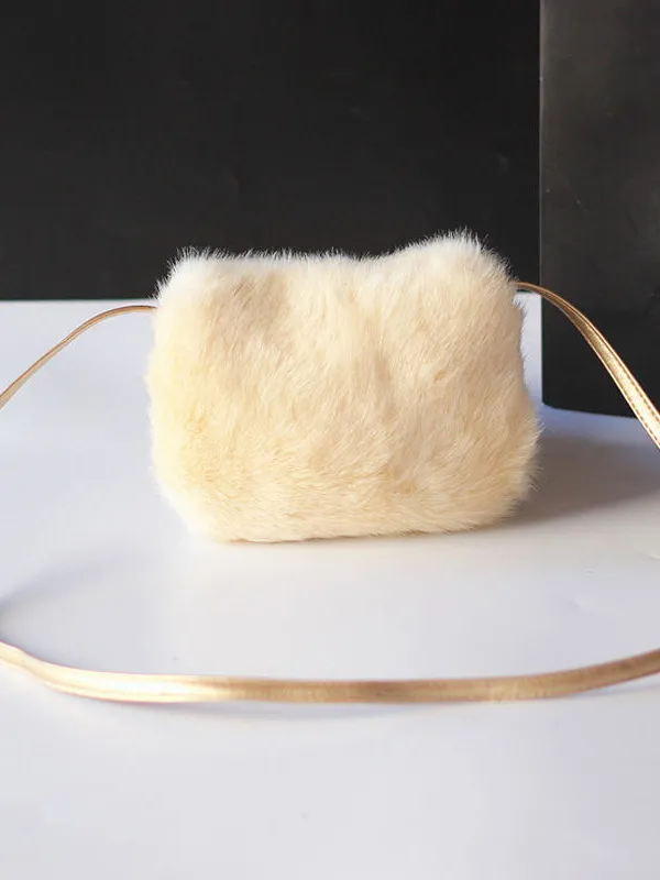 Girls Faux Fur Bow Crossbody Handbag