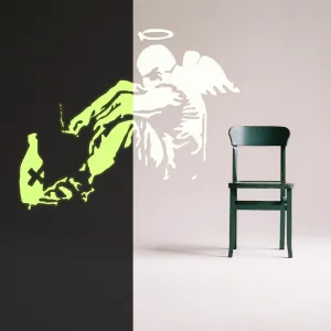 Glow In Dark Banksy Fallen Angel Wall Sticker - Night Glowing Giant Street Graffiti Wings Vinyl Decal