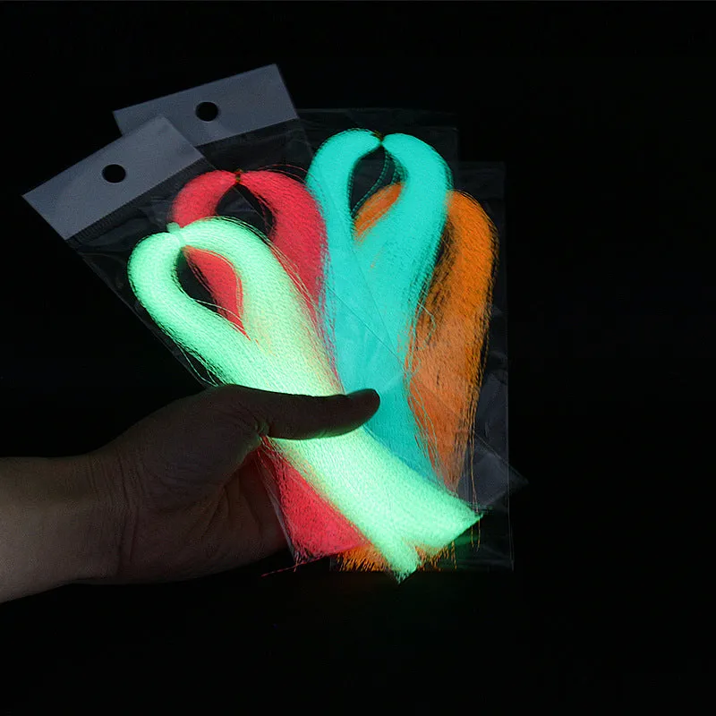 glow in the dark fluorescent  fly tying material in bags