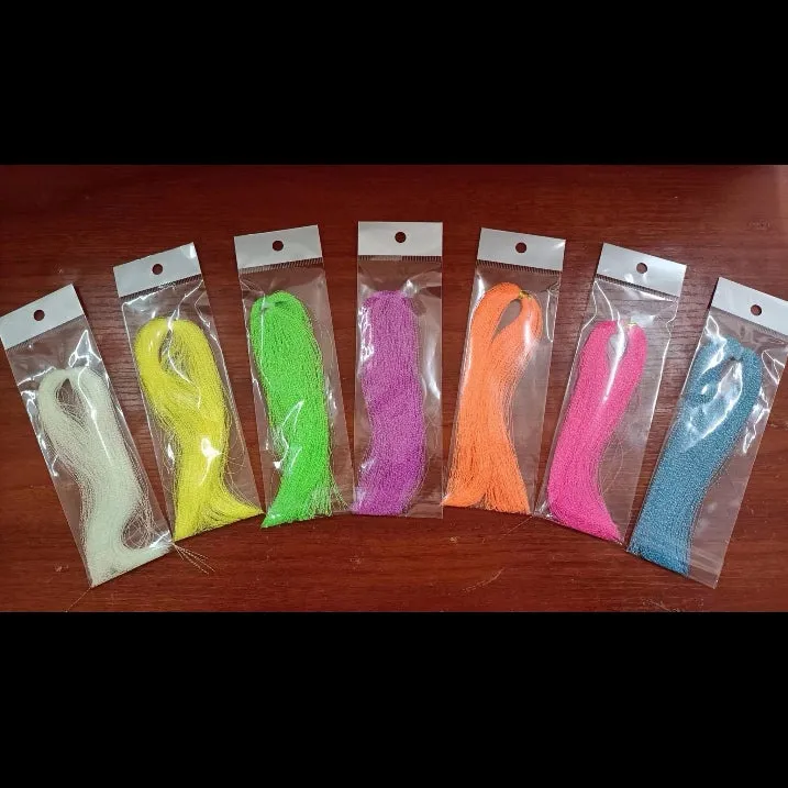 glow in the dark fluorescent  fly tying material in bags