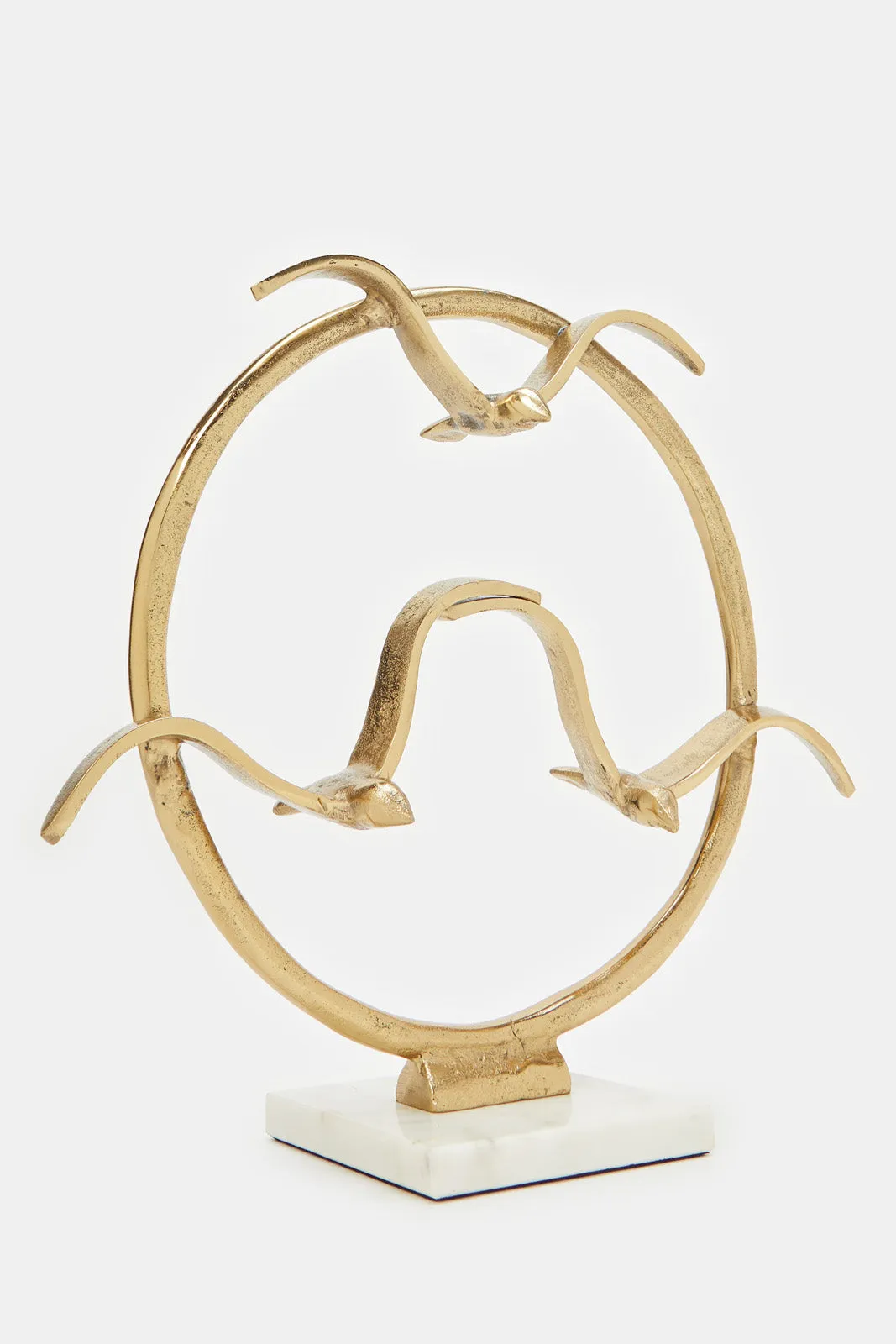 Gold Decorative Bird Artefact With Marble Base