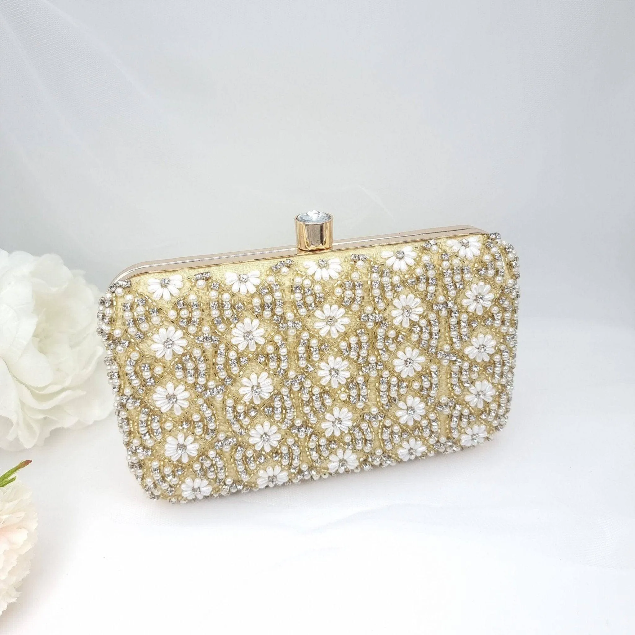 GOLD Pearl Shaheen Clutch