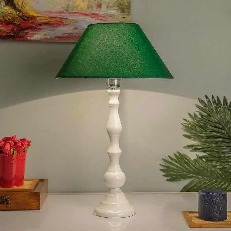 Graceful Gleam White Table Lamp - Green