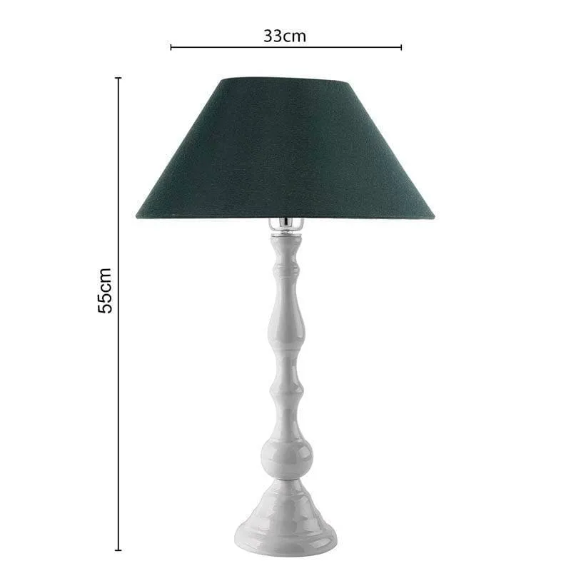 Graceful Gleam White Table Lamp - Green