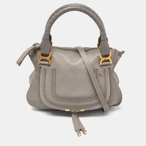 Grey Leather Medium Marcie Satchel