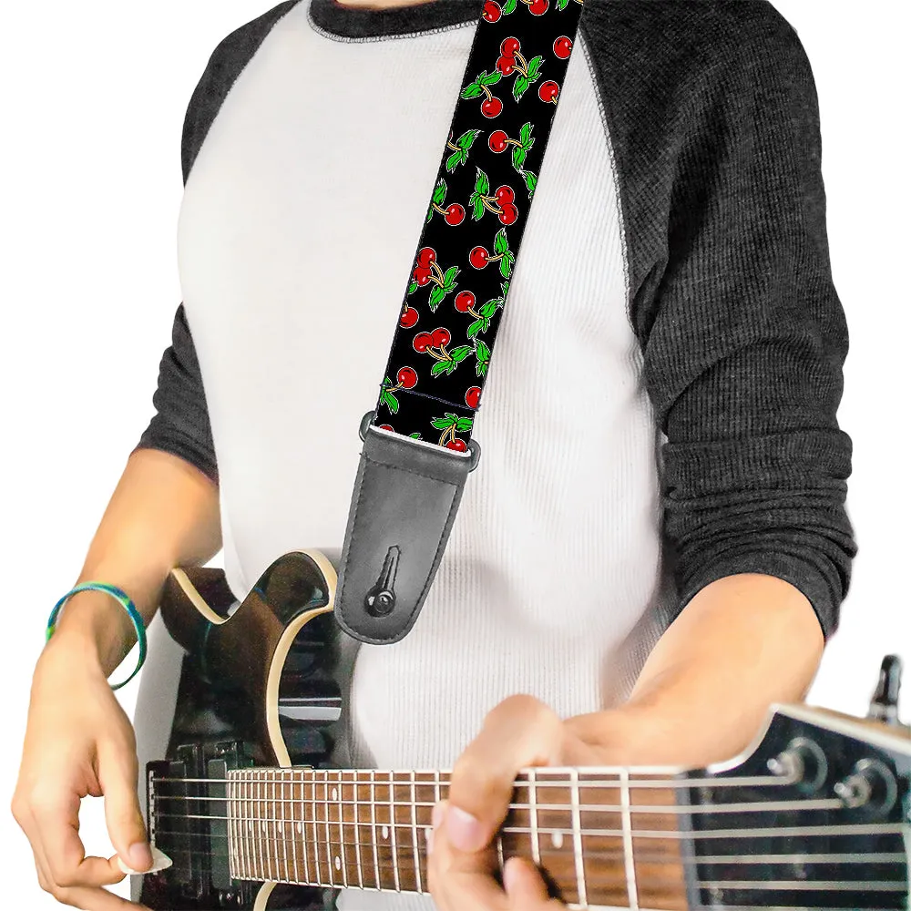 Guitar Strap - Cherries Scattered Black