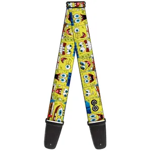 Guitar Strap - SpongeBob Expressions Stripe Blue