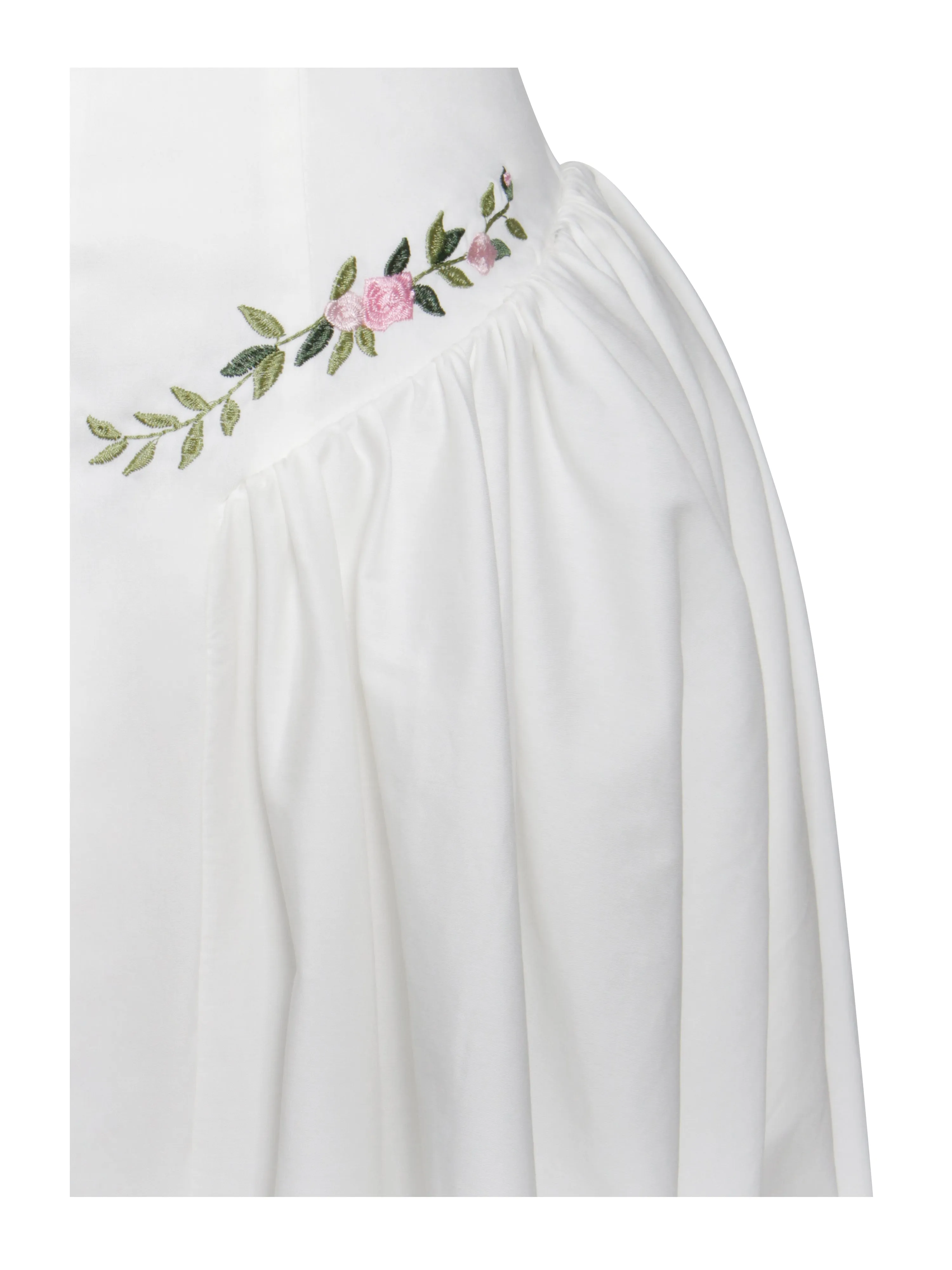 Hailey White Embroidered Collared Graceful Halter Drop Waist Mini Dress