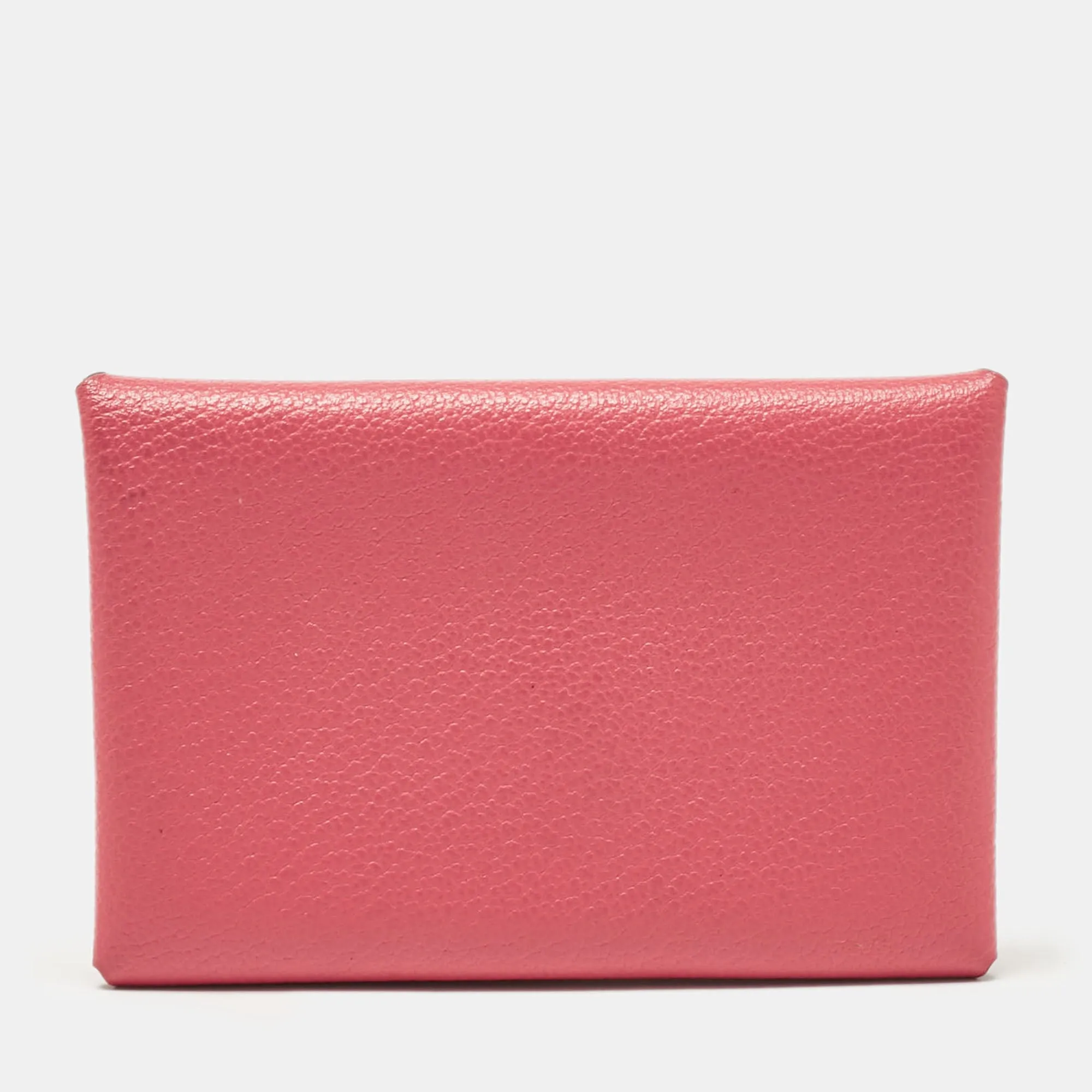 Herm&egrave;s Rose Azalee Chevre Mysore Leather Calvi Card Holder