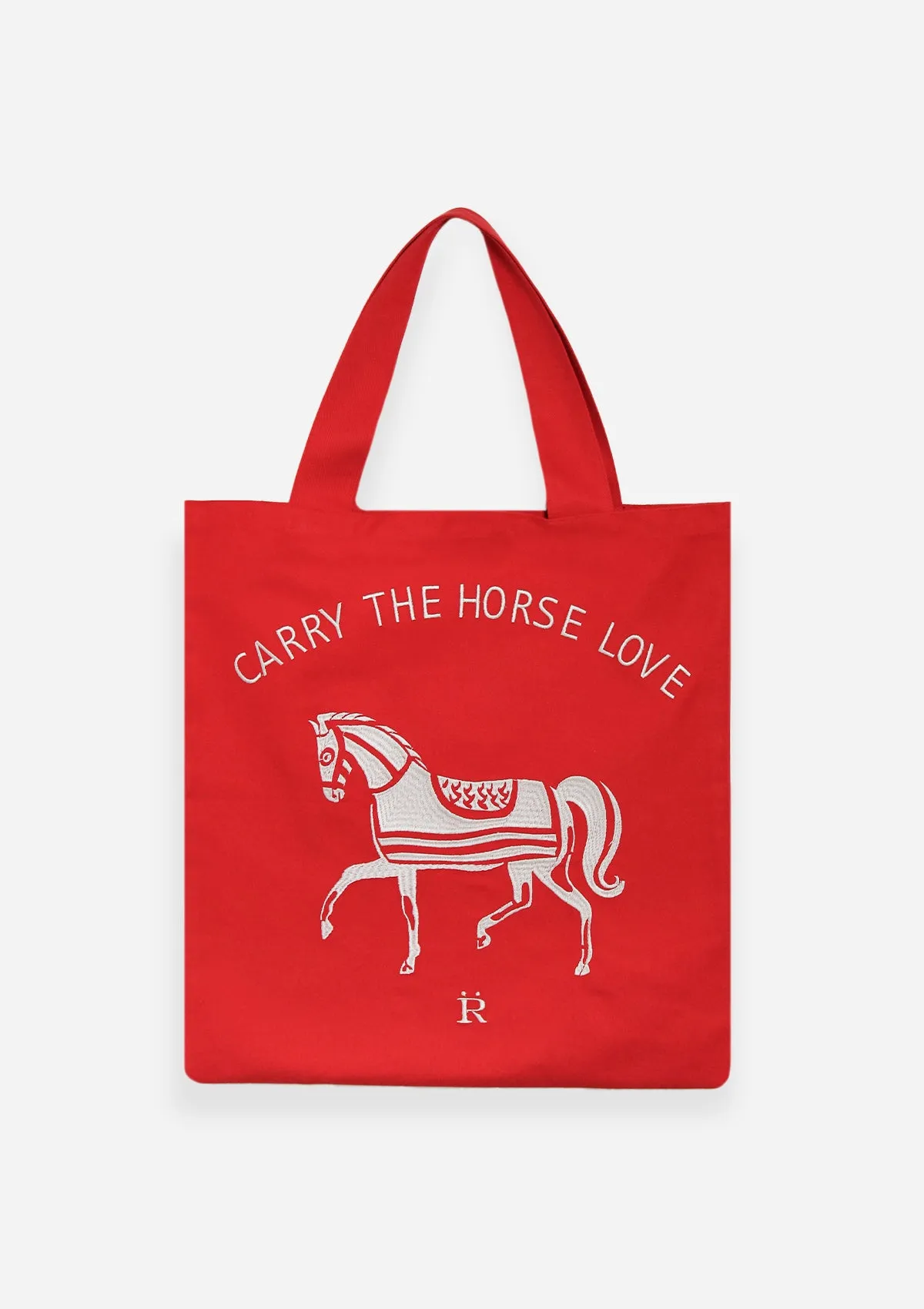 Horse Love Cotton Tote |  Carry The Love Horse | Red