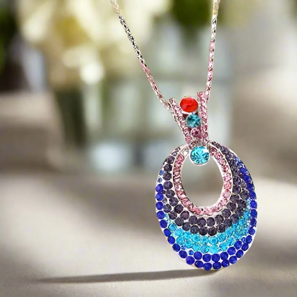 Illusions Multi-Colored Turkish Evil Eye Crystal Pendant Necklace – Bold Statement Jewelry for Women