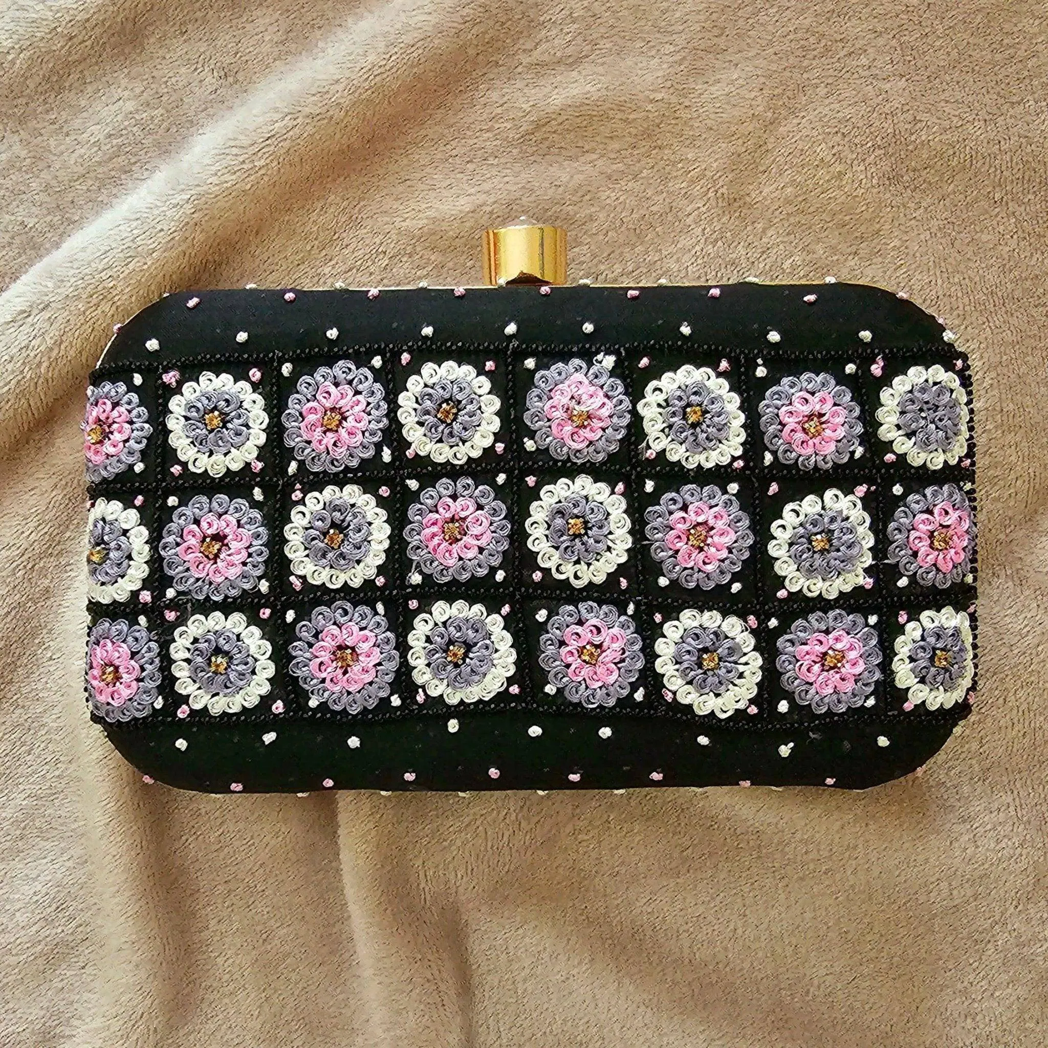 IRMA Phulkari Clutch Bag Black