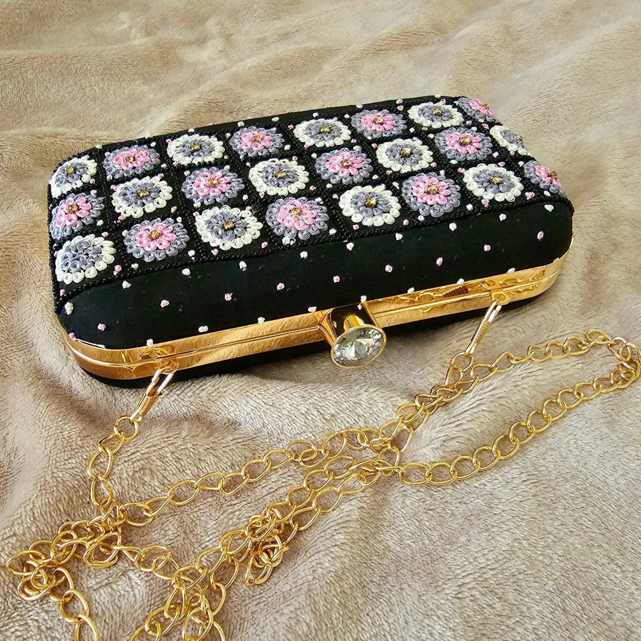 IRMA Phulkari Clutch Bag Black