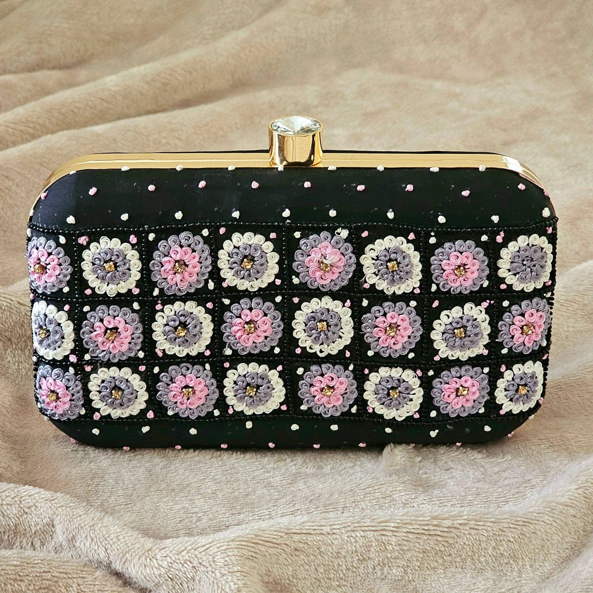 IRMA Phulkari Clutch Bag Black