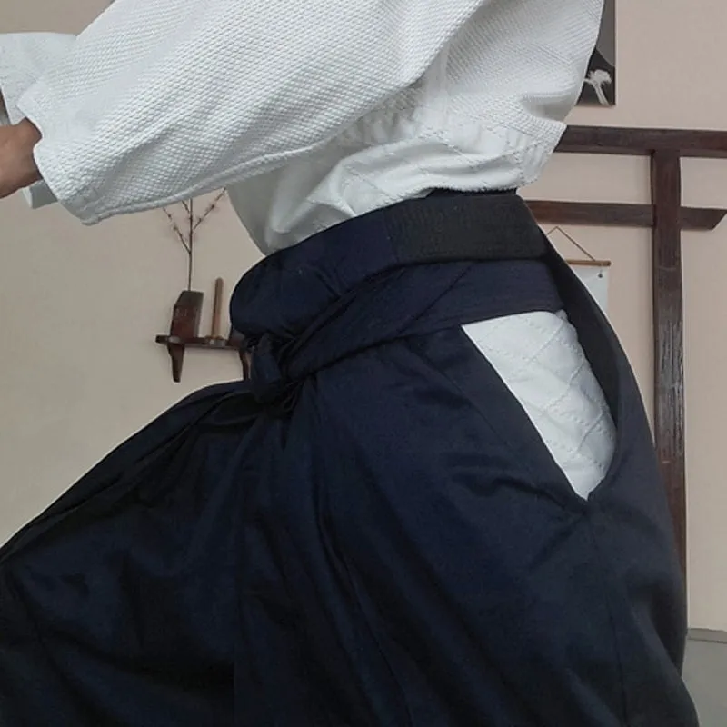 Japanese Hakama Bokuto Deluxe Navy Blue for Aikido Kendo Iaido